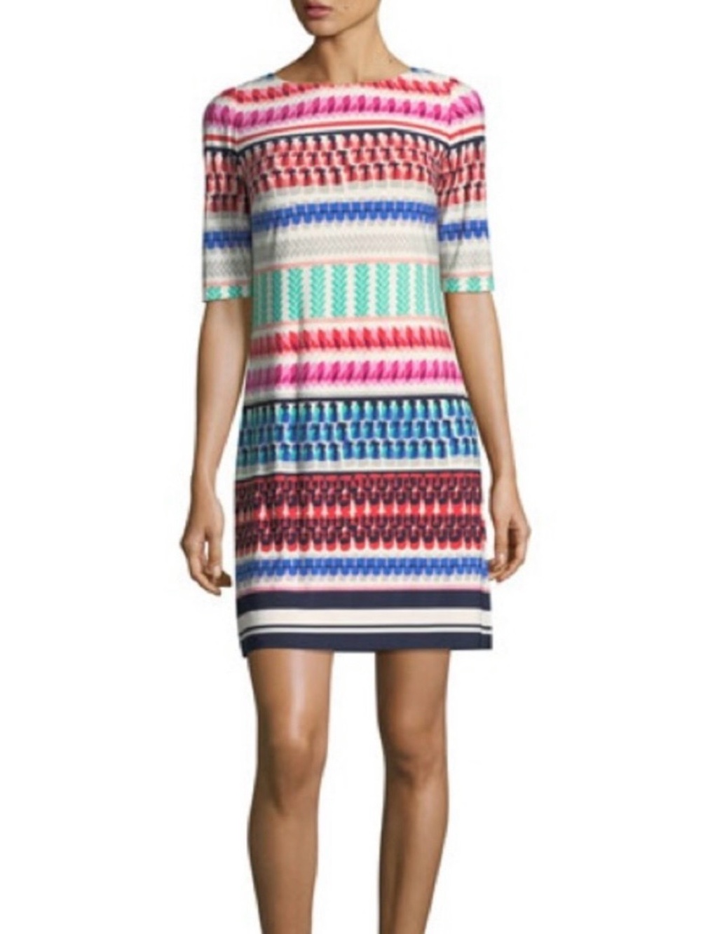 Eliza J Abstract Striped Shift Dress Size 10 Stretch